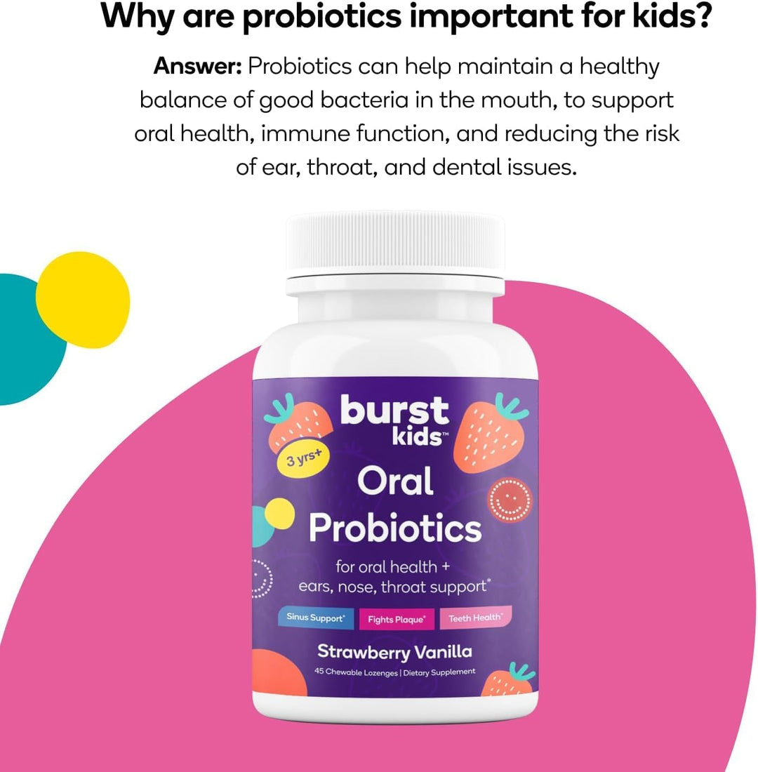 Burst Kids Probióticos (vainilla de fresa\/45 pastillas masticables...
