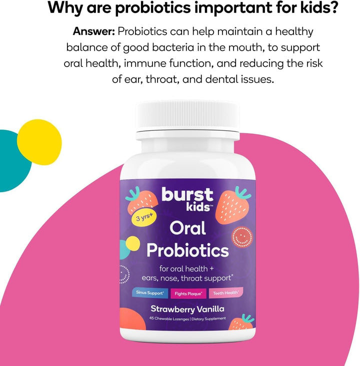 Burst Kids Probióticos (vainilla de fresa\/45 pastillas masticables...