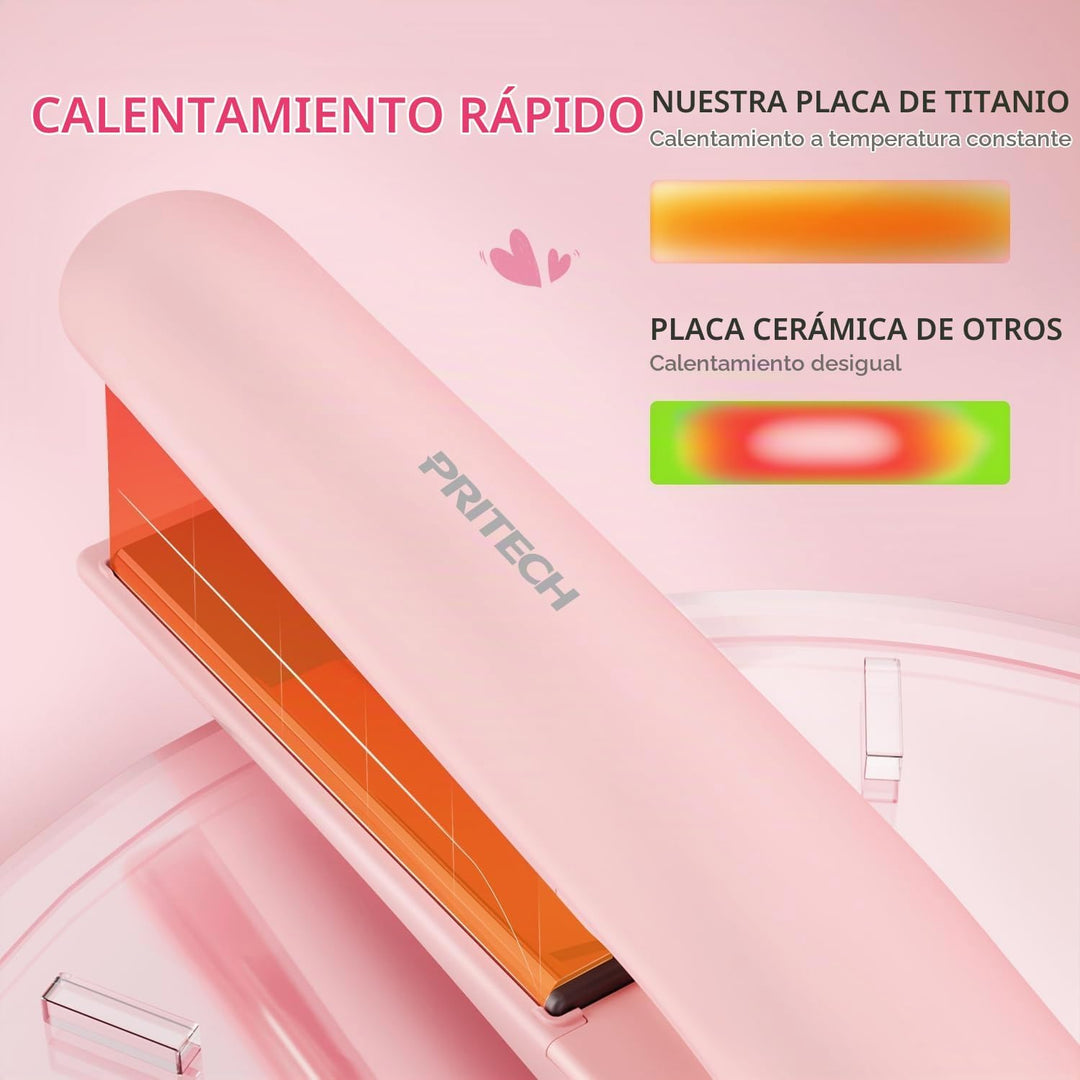 PRITECH Plancha de Pelo de 1 Pulgada de Titanio Rosa | Straightener...