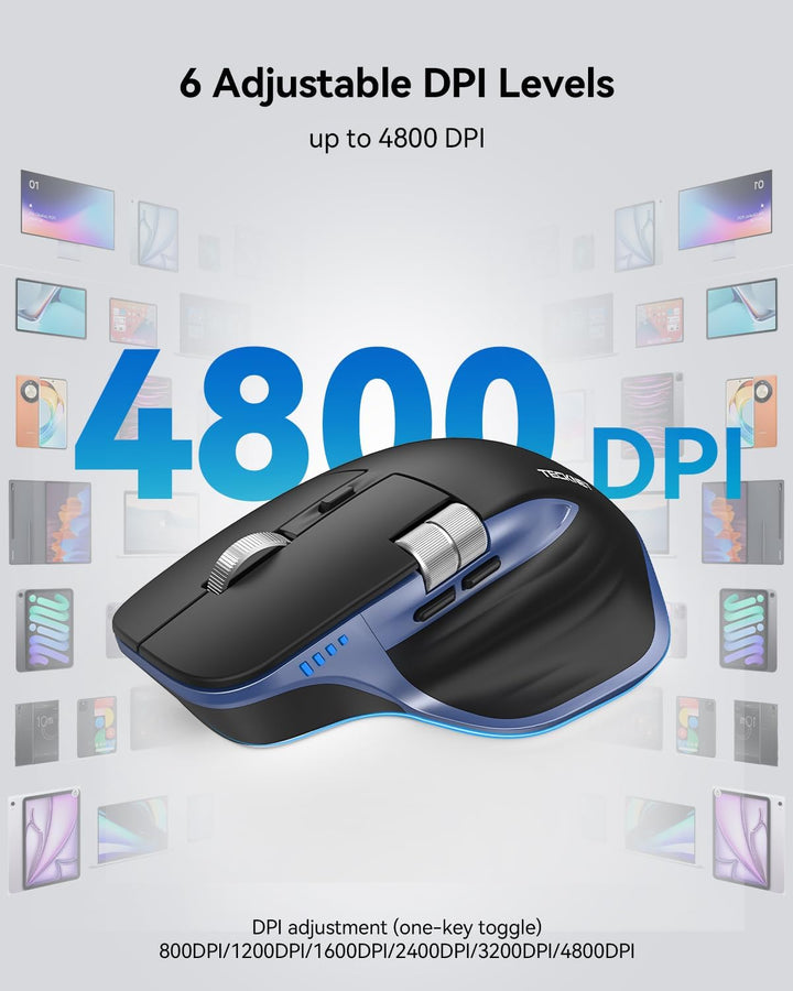 TECKNET Ratón inalámbrico, ratón Bluetooth (BT5.3\/5.0 y 2.4G) Rató...