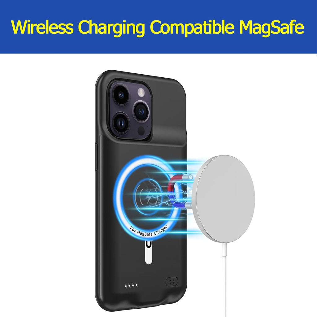 Funda de batería para iPhone 13 Pro Max, mejorada de 12000 mAh, portátil, funda protectora inalámbrica de carga, compatible con iPhone 13 Pro Max (6.7 pulgadas) funda de cargador de batería recargable