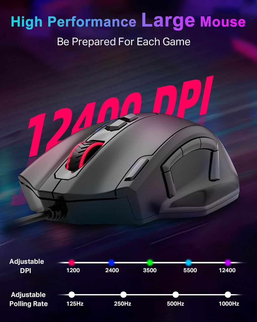 E-YOOSO Ratón grande para juegos con cable mouse grande