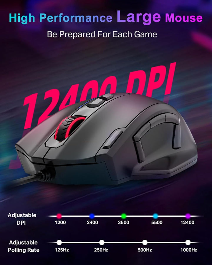 E-YOOSO Ratón grande para juegos con cable mouse grande