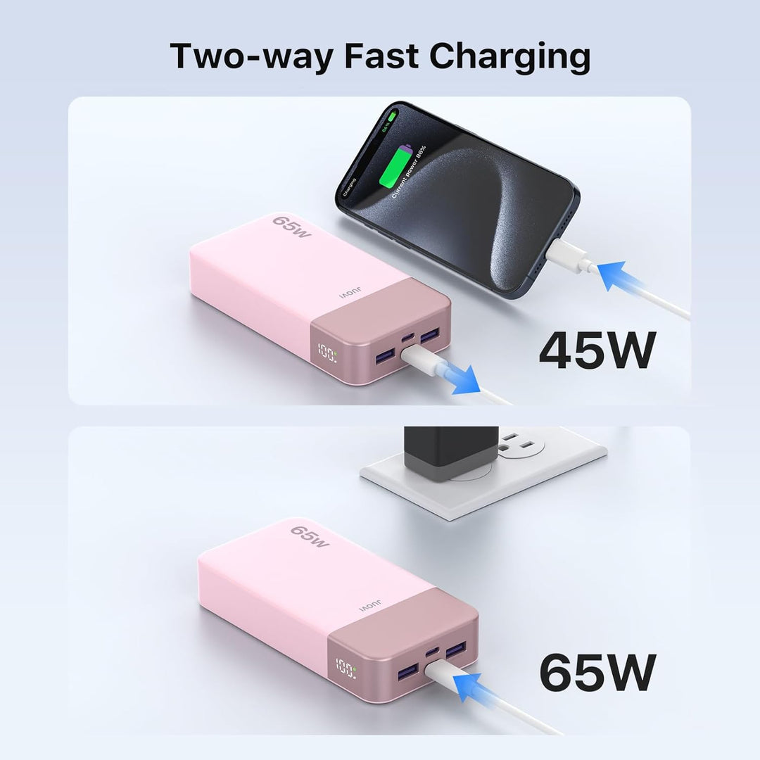 JUOVI Cargador portátil de 65 W, banco de energía de 20000 mAh, com...