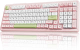 AUSDOM H98 - Teclado mecánico cremoso rosa, teclado inalámbrico sil...