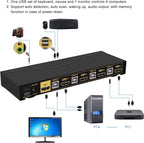 Conmutador KVM HDMI de 4 puertos con audio y 4 cables de kit, 4 puertos HDMI KVM Soporte 4K@60Hz 4:4:4, EDID, conmutación de teclas de acceso rápido