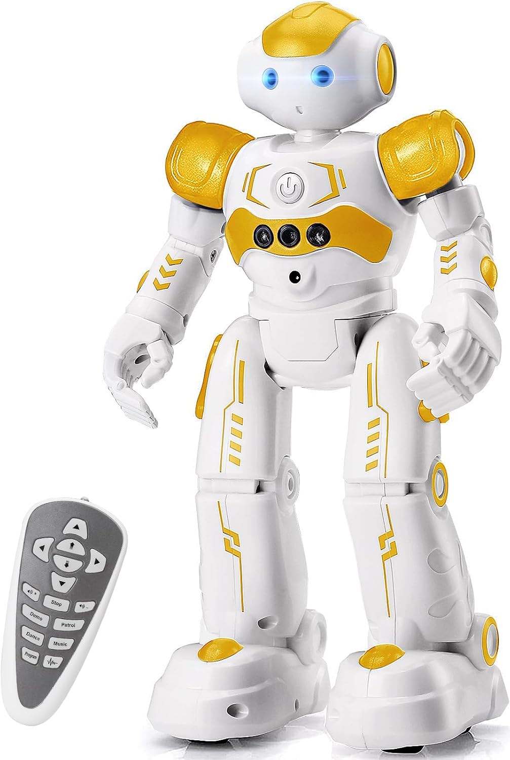 KingsDragon - Robot RC, juguetes para niños, gestos y detección programable, robot inteligente a control remoto para niños de 3 a 8 años, regalo de cumpleaños, amarillo