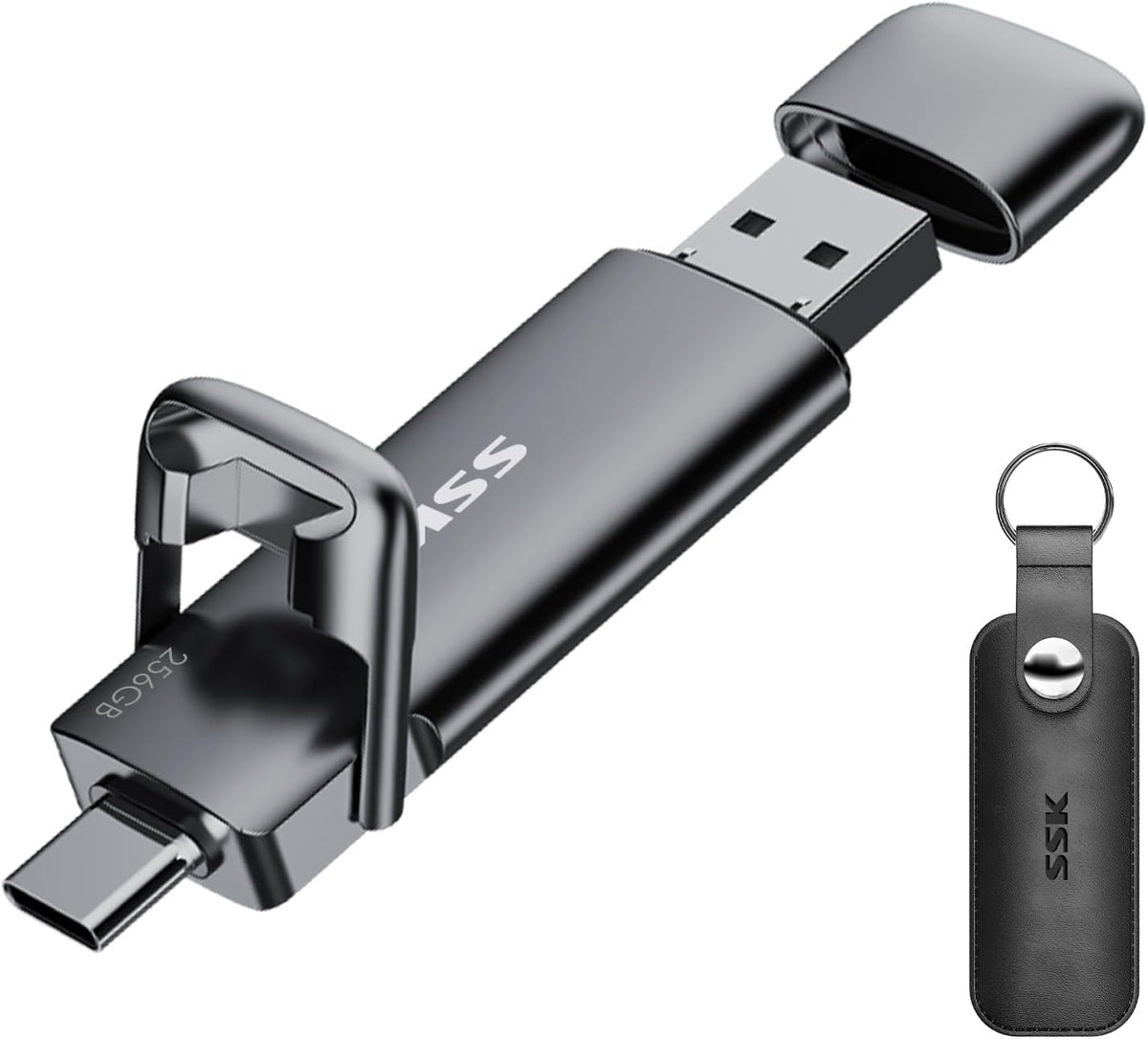 SSK Unidad Flash USB C Dual de 256GB, Unidad de Pulgar de Estado Só...
