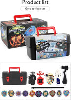 Juego de trompos de combate, juguetes de giroscopio Burst 10 trompos giratorios 2 lanzadores con caja de almacenamiento portátil, juego de combate para niños, niños y niños