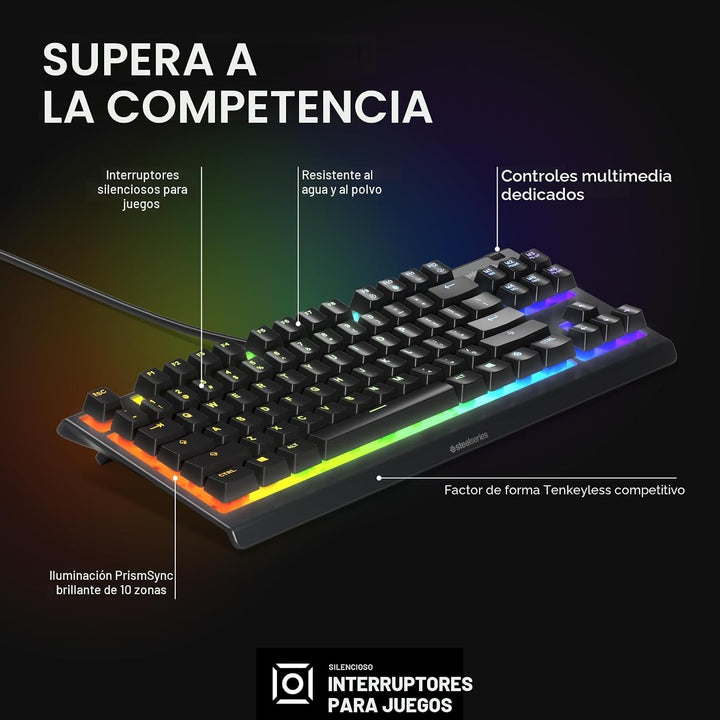 SteelSeries Teclado para juegos Apex 3 TKL RGB - Factor de forma co...