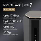 NETGEAR Nighthawk WiFi 7 Router (BE17000) - Solo enrutador, 17.0 Gbps
