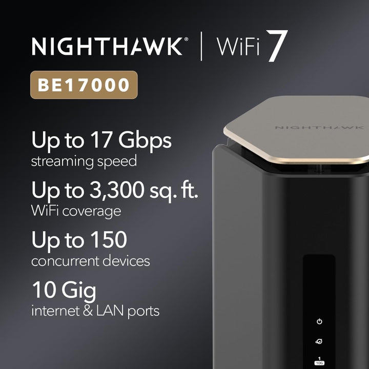 NETGEAR Nighthawk WiFi 7 Router (BE17000) - Solo enrutador, velocid...