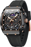 OLEVS Relojes para Hombre Casual Lujo Cara Grande Cronógrafo Multifuncional Relojes de Hombre Correa de Silicona/Nylon Duradera 3 ATM Resistente al Agua Reloj de Hombre Fecha Fase Lunar Reloj