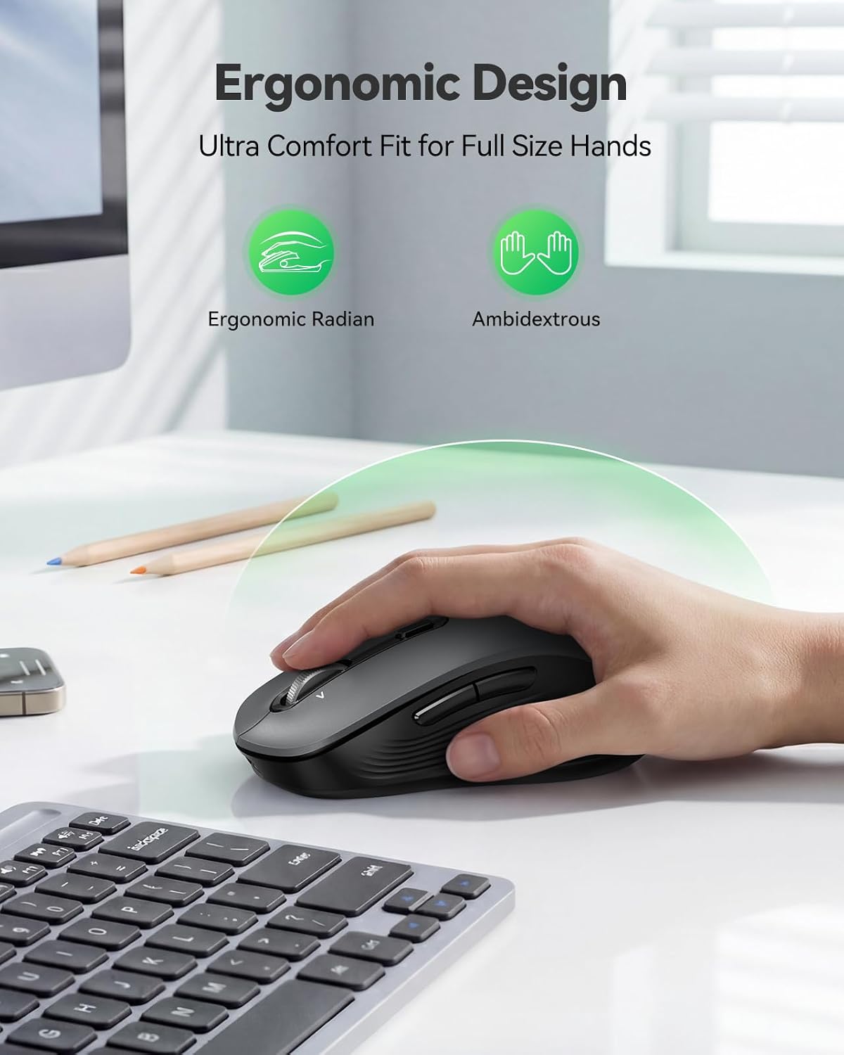 TECKNET Ratón Bluetooth recargable, [USB + BT5.0 + BT3.0] Ratón ina...