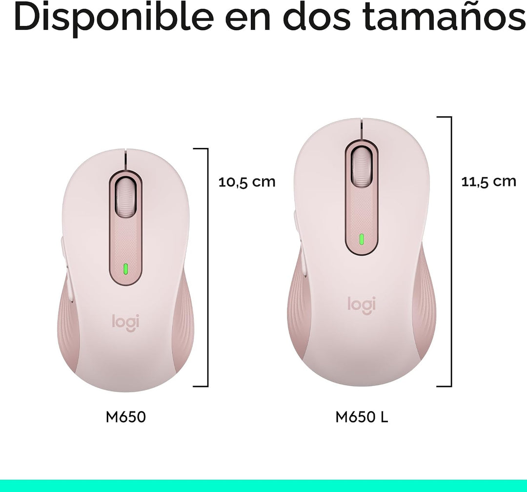 Logitech Ratón inalámbrico Signature M650 - para manos pequeñas, ba...