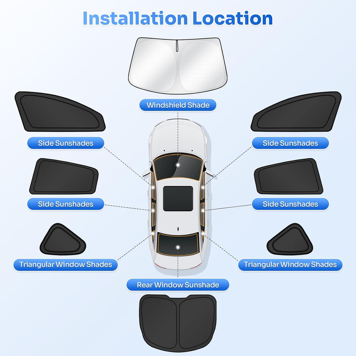 Persianas de ventana para Tesla modelo Y Juniper 2025 2026, accesorios para parabrisas, cubiertas de ventana lateral y trasera, protección de privacidad para camping, mantiene el automóvil fresco, color negro, 8 unidades