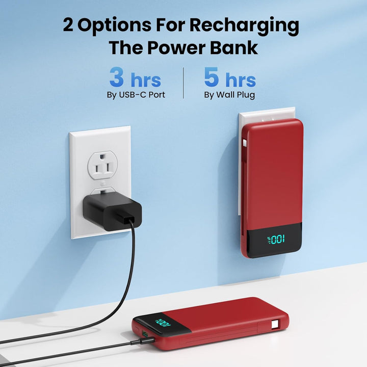 AONIMI Cargador portátil para iPhone con cables incorporados y ench...