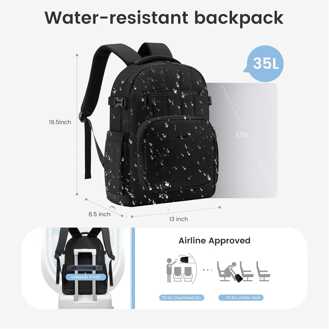 LOVEVOOK Mochila acolchada para laptop para mujer, Negro, 17 pulg.,...