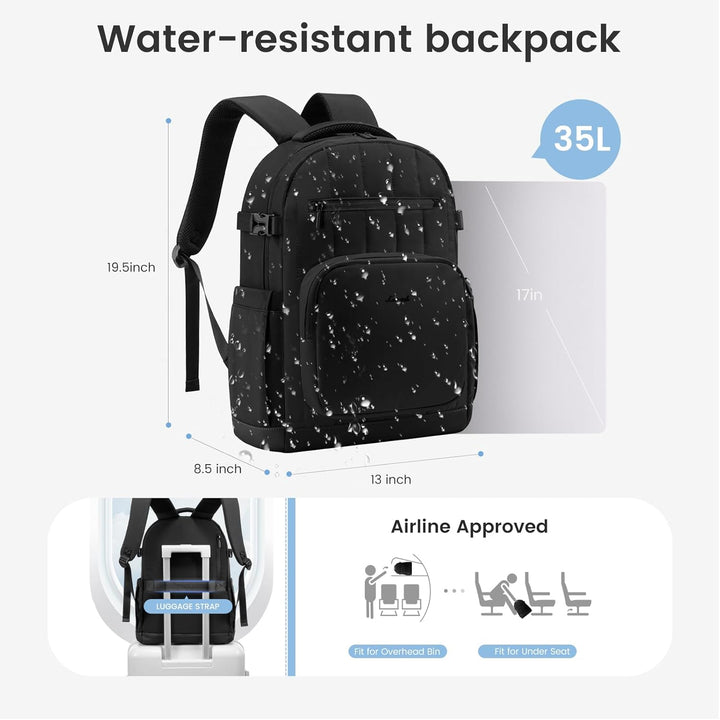 LOVEVOOK Mochila acolchada para laptop para mujer, Negro, 17 pulg.,...
