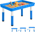 FUNLIO Mesa sensorial para niños (35 x 24 pulgadas), mesa sensorial rectangular de altura ajustable, multiuso como mesa de agua y mesa de arena para interiores y exteriores, fácil de montar en 3