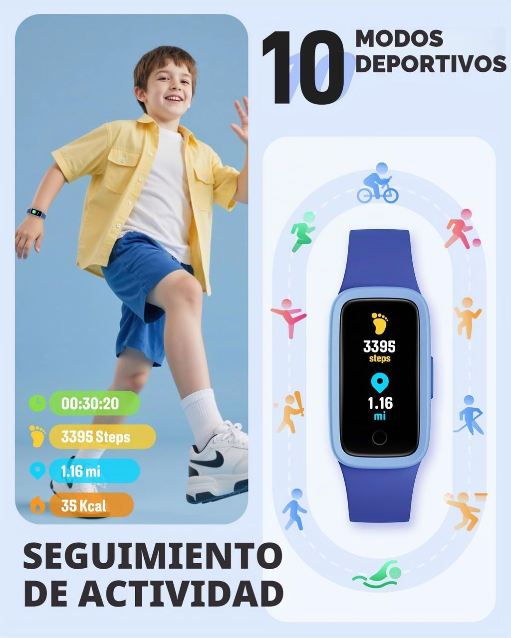 BIGGERFIVE Vigor 3 Kids Watch Fitness Tracker para Boys Girls Age 5-15