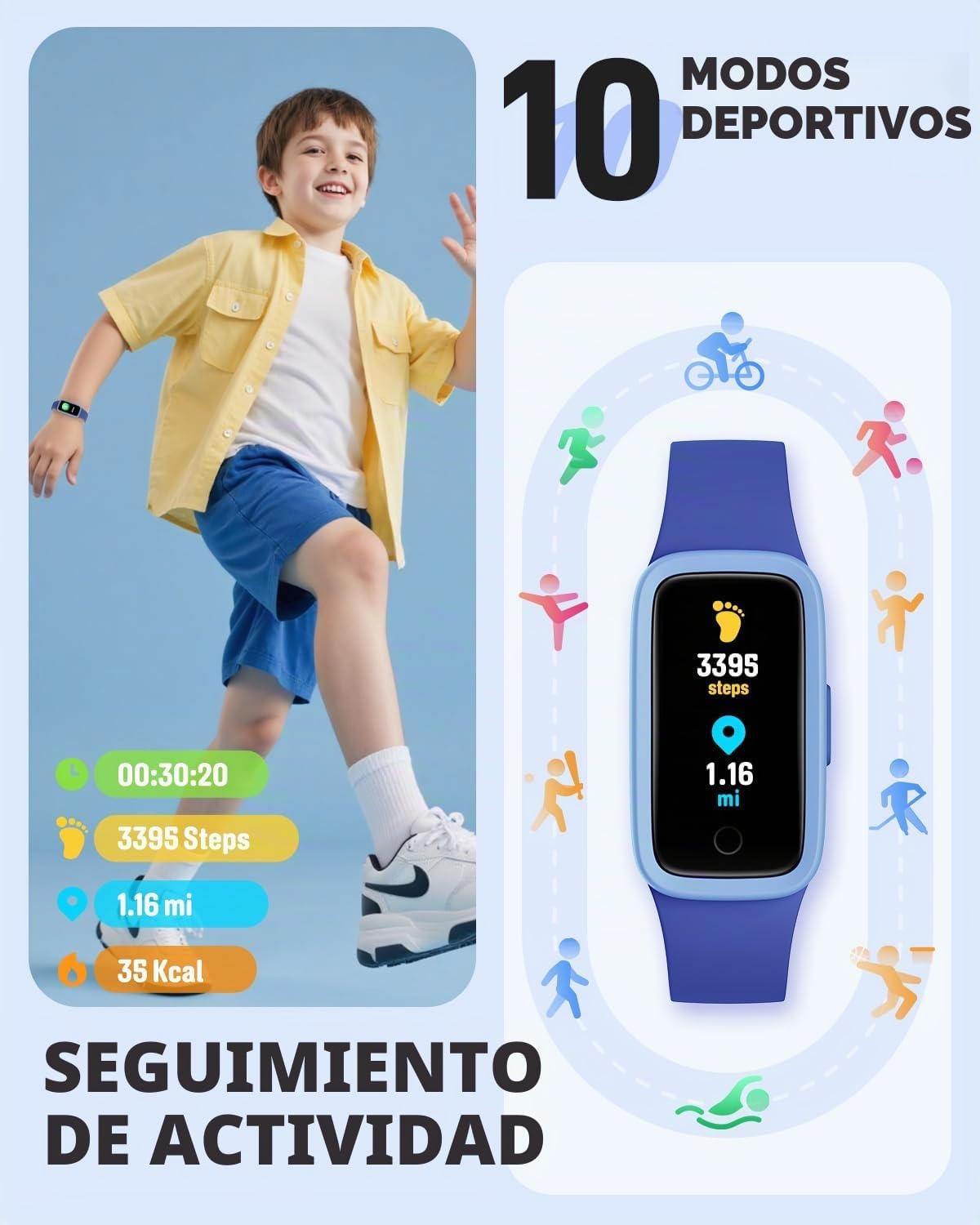 BIGGERFIVE Vigor 3 Kids Watch Fitness Tracker para Boys Girls Age 5-15