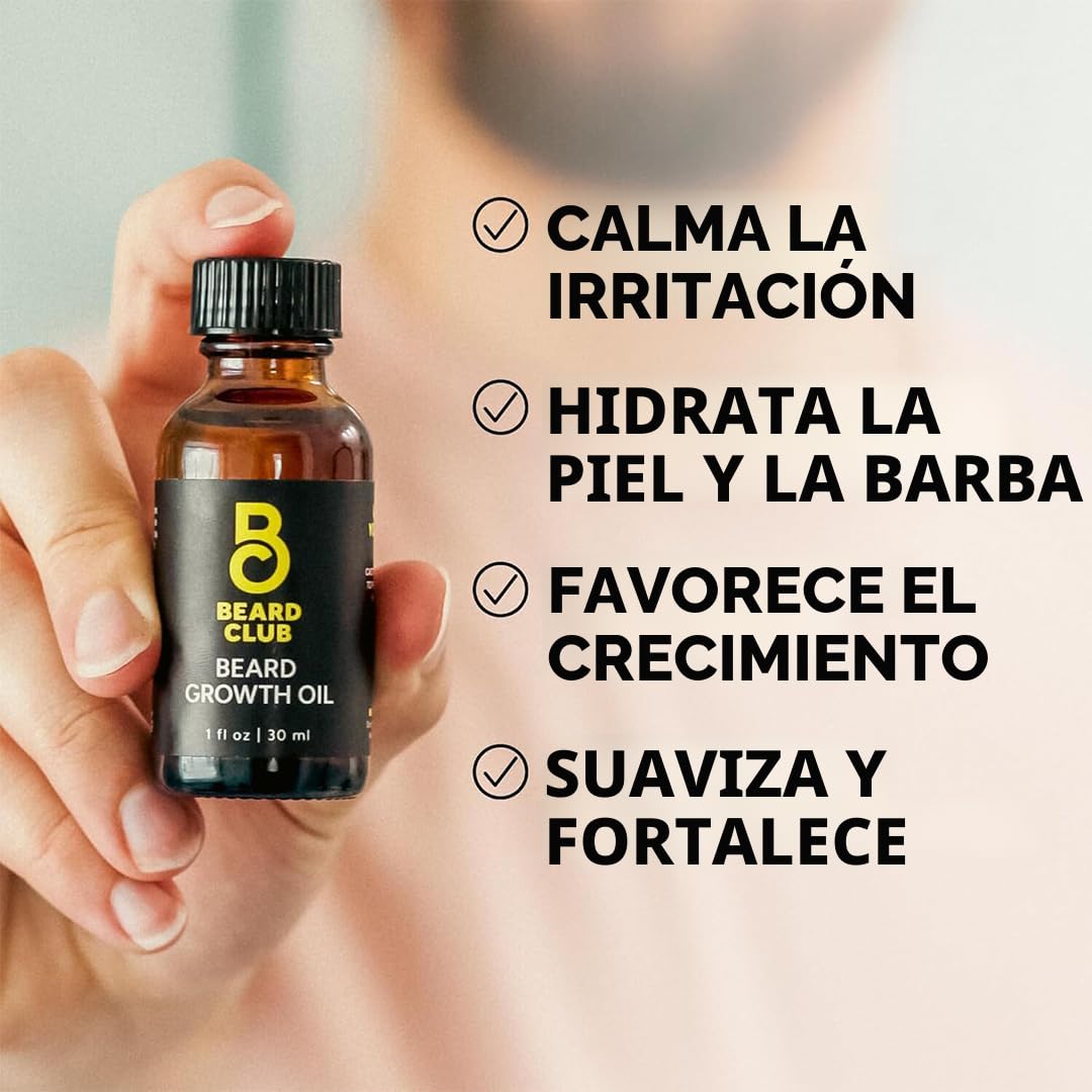 Kit de Crecimiento de Barba The Beard Club - Rodillo Derma, Aceite...