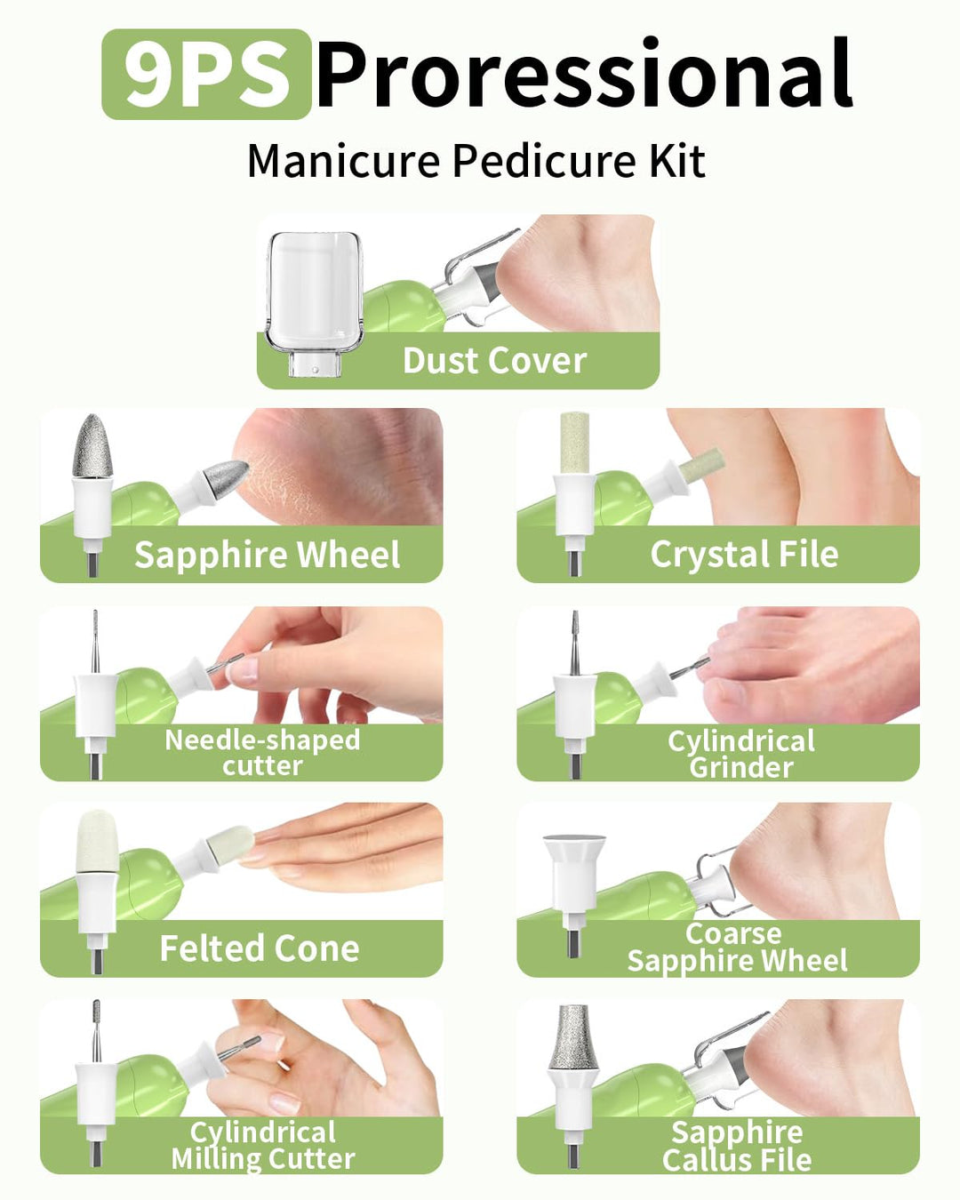 Kit profesional de manicura y pedicura, juego de limas eléctricas i...