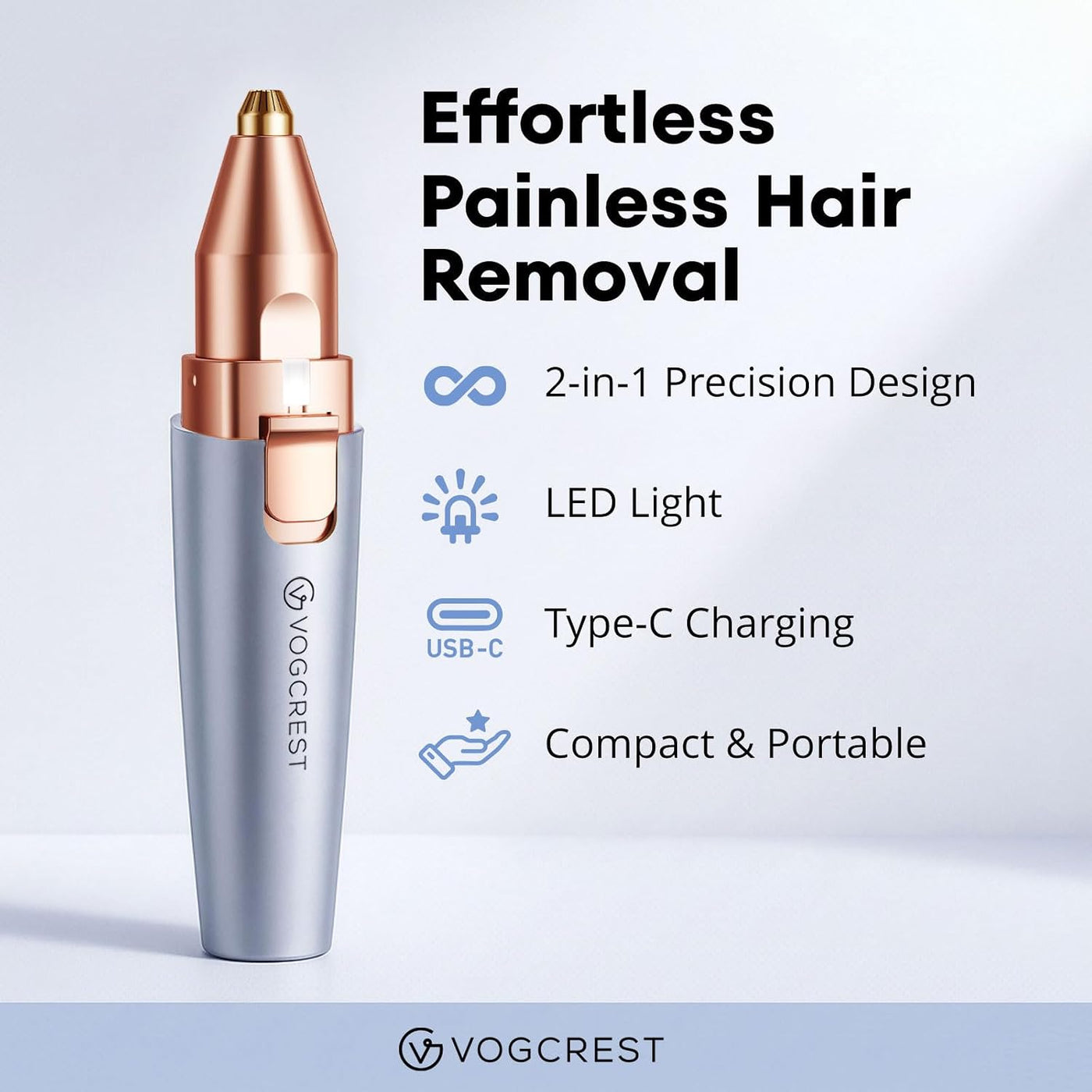 VG VOGCREST Afeitadora eléctrica para cejas y cara: 2 en 1 recargab...