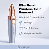 VG VOGCREST Afeitadora eléctrica para cejas y cara: 2 en 1 recargab...