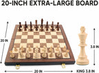 Juego de ajedrez de madera extra grande de 20 pulgadas con rey y reinas
