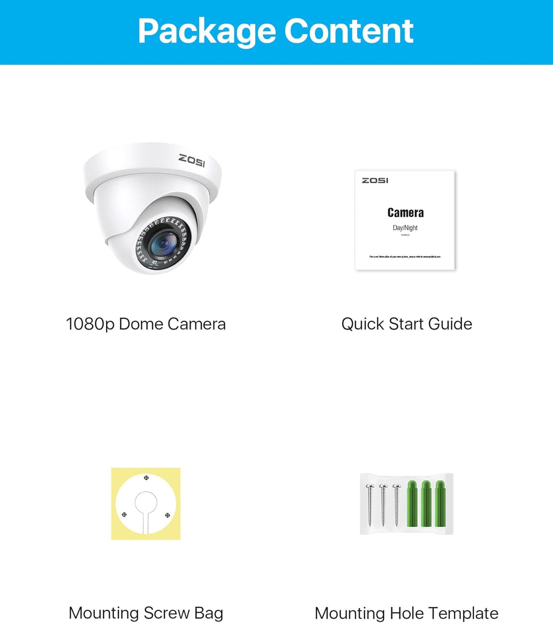 ZOSI Cámaras de seguridad domo de 1080p (híbridas 4 en 1 HD-CVI\/TV...