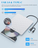 ORIGBELIE Unidad Externa de CD\/DVD para Laptop, Ultra Delgada de 1...