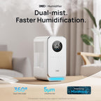 DREO Humidificadores para dormitorio, humidificador inteligente silencioso de niebla fría para habitación grande, difusor de aceite y luz nocturna, 50 horas de tiempo de funcionamiento para plantas de