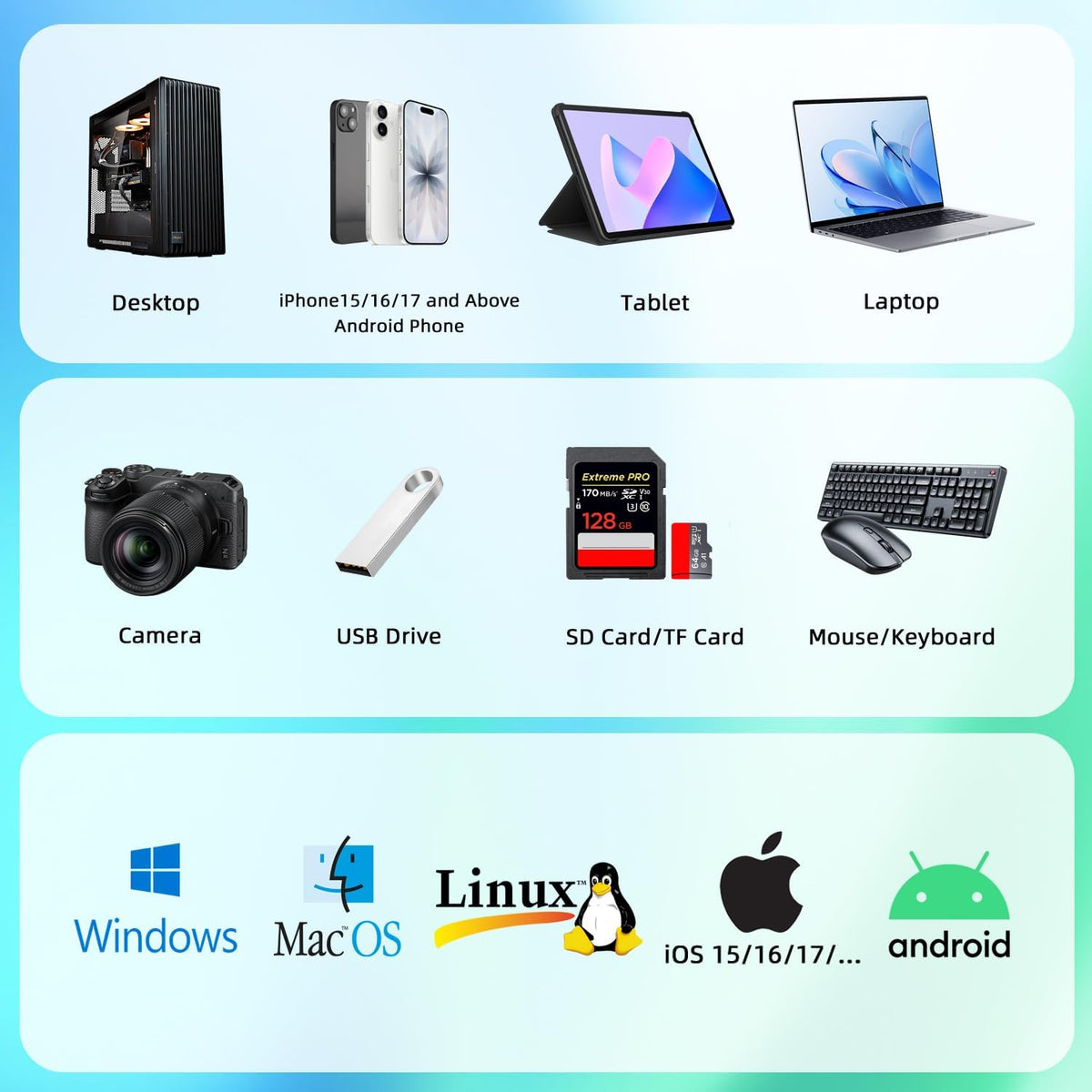 Devichin Disco duro externo de 1 TB, USB C y USB 3.0 multipuerto Hu...