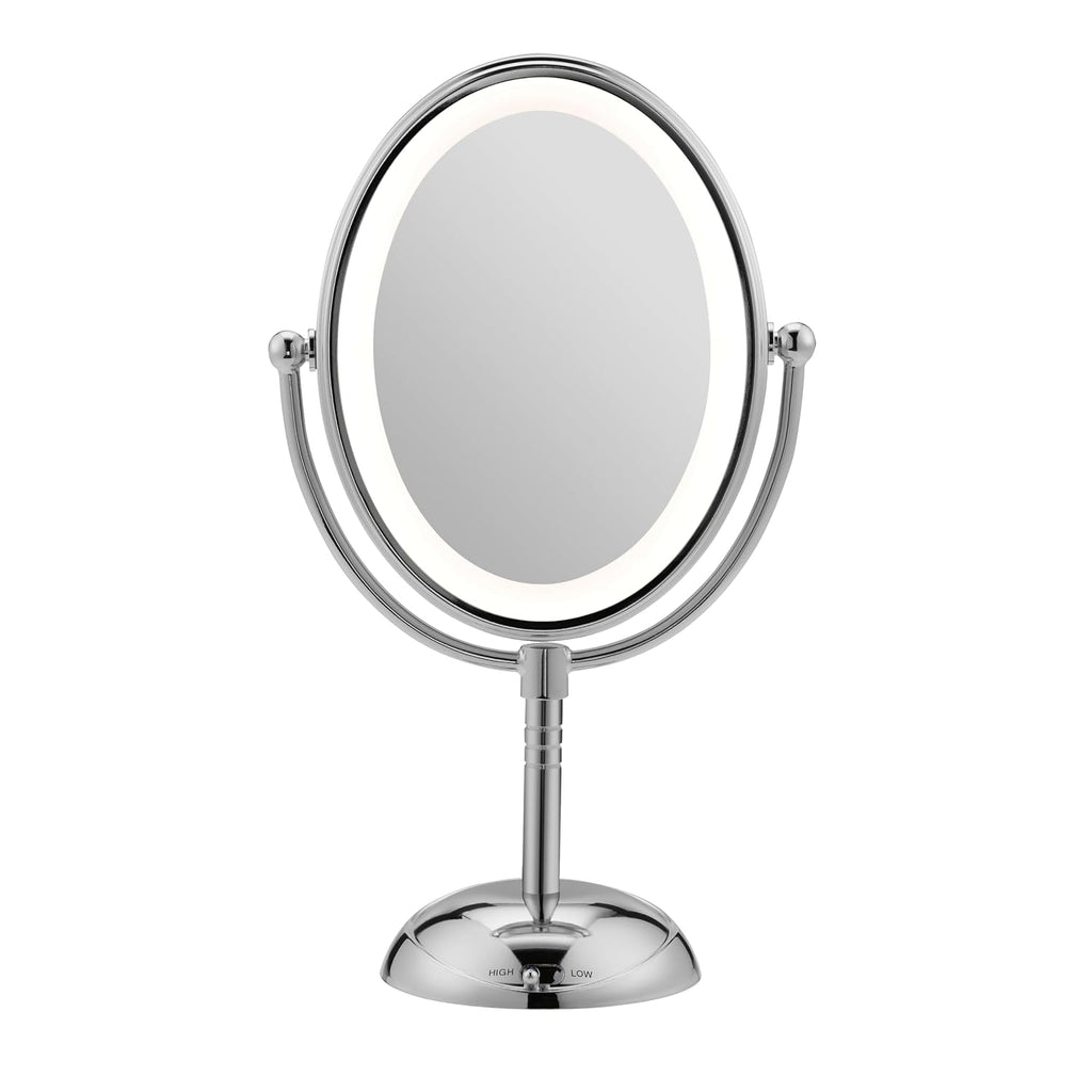 Espejo ovalado de aumento con luz LED de doble cara para maquillaje; 1 x/7 X ampliación; acabado de cromo pulido, de Conair