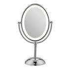 Espejo ovalado de aumento con luz LED de doble cara para maquillaje; 1 x/7 X ampliación; acabado de cromo pulido, de Conair