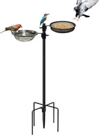 CQAIRIOU Bandeja de comedero de pájaros de pie, plataforma abierta, bandeja de malla de alimentación de pájaros con soporte ajustable y resistente, poste de alimentación para pájaros silvestres