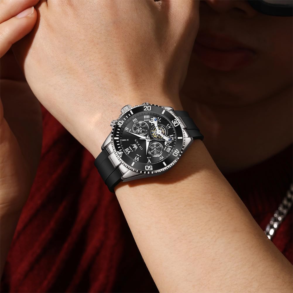 OLEVS Relojes para Hombre Lujo Vestimenta Día Fecha Cronógrafo Reloj de Acero Inoxidable Negocios a prueba de agua Luminosa Regalo Reloj de Pulsera para Hombre