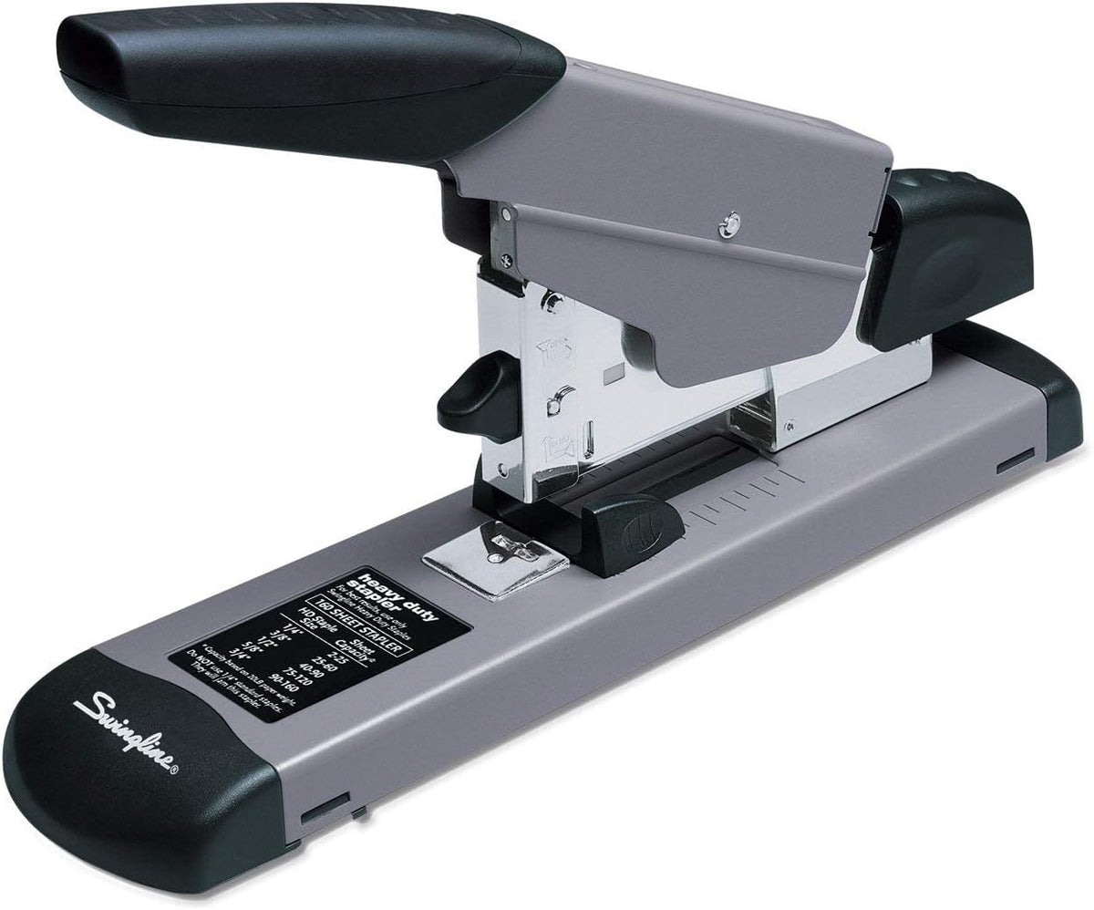 Swingline Engrapadora resistente, capacidad para 160 hojas, sin atascos, metal, negro y gris (39005)