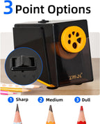 Sacapuntas eléctrico, resistente para aula, 0.236-0.472 in, negro