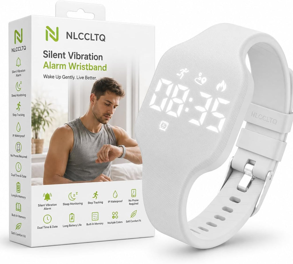 Pulsera de alarma vibratoria para personas que duermen pesadas, pulsera digital para hombre, reloj de pulsera inteligente, relojes de viaje, banda de choque silencioso, banda de despertador