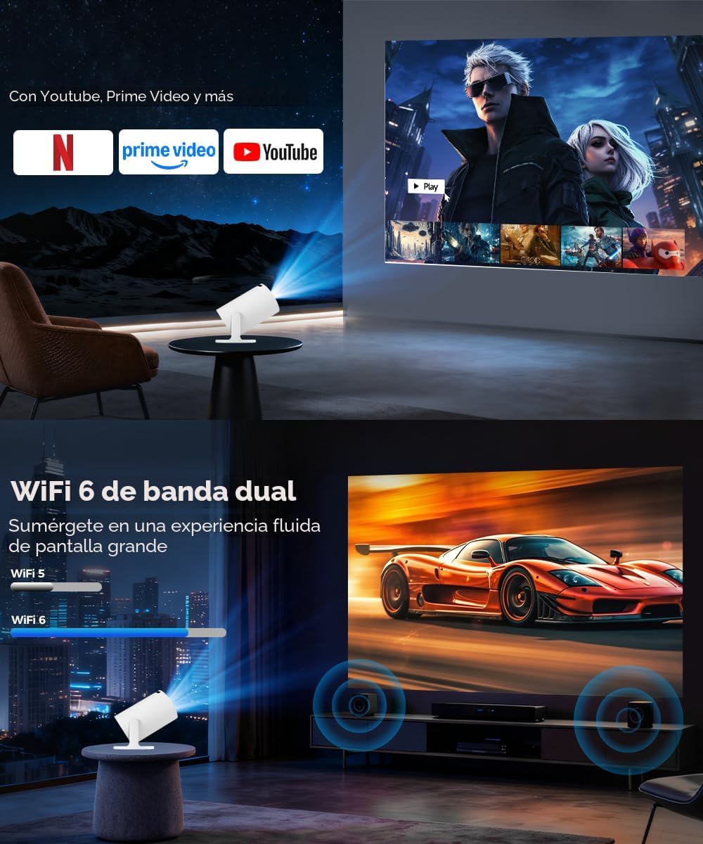 Magcubic HY300PRO Mini proyector con WiFi y Bluetooth, soporte 4K i...