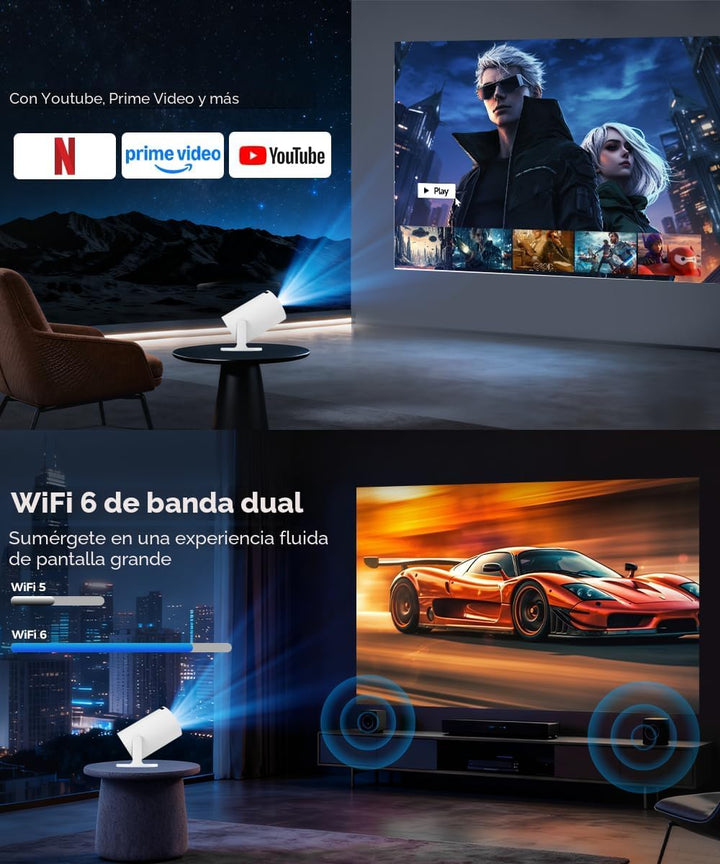 Magcubic HY300PRO Mini proyector con WiFi y Bluetooth, soporte 4K i...