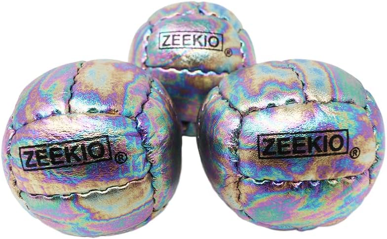 Zeekio Bolas de malabarismo Galaxy - Bolas de cuero genuino de primera calidad de 12 paneles - 4.59 oz - 2.638 in - Paquete de 3 - Cosmo