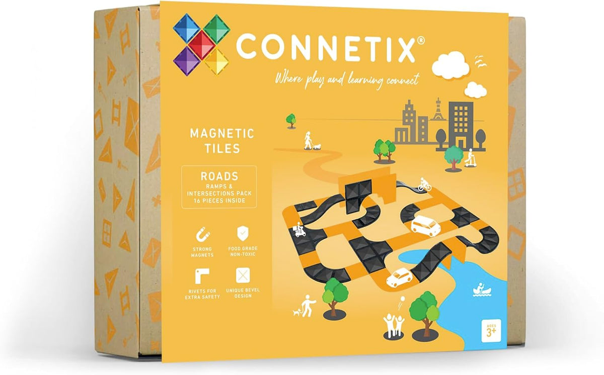 CONNETIX Paquete de rampas e intersecciones de azulejos magnéticos, 16 piezas