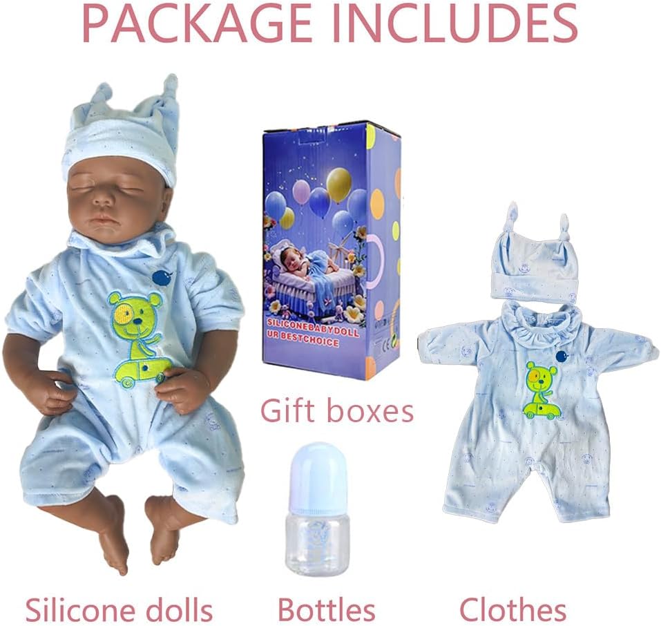 Niño de 18.5 pulgadas, muñeca de bebé de silicona completa, muñecas...