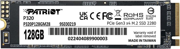 Patriot Memory P320 SSD interno de 128 GB - NVMe PCIe Gen 3x4 - M.2...
