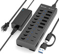 xiaobi, hub USB 3.2 de 10 puertos, alimentado, adaptador 12V/5A