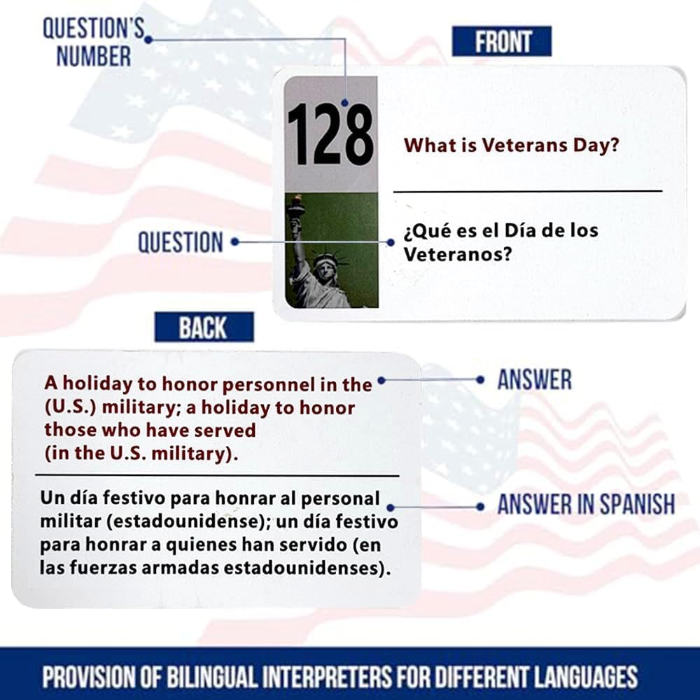 2026 US Civic Test Shorthand Card-128 US Citizenship Test